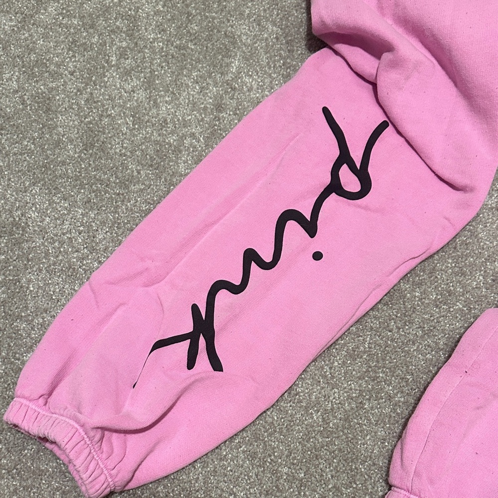 Pink Sweatpants with Black Print